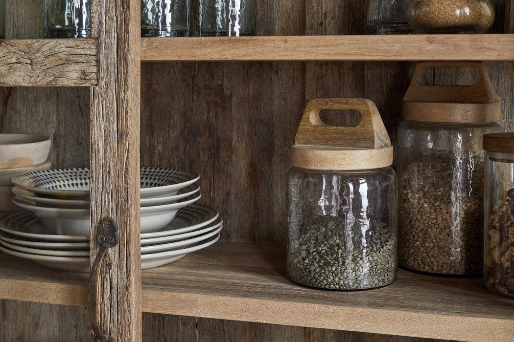 Ibo Reclaimed Wood Glass Cabinet Natural Wide