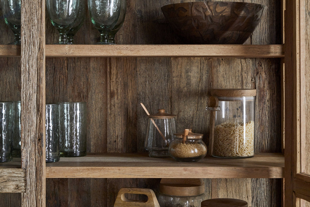 Ibo Reclaimed Wood Glass Cabinet Natural Wide