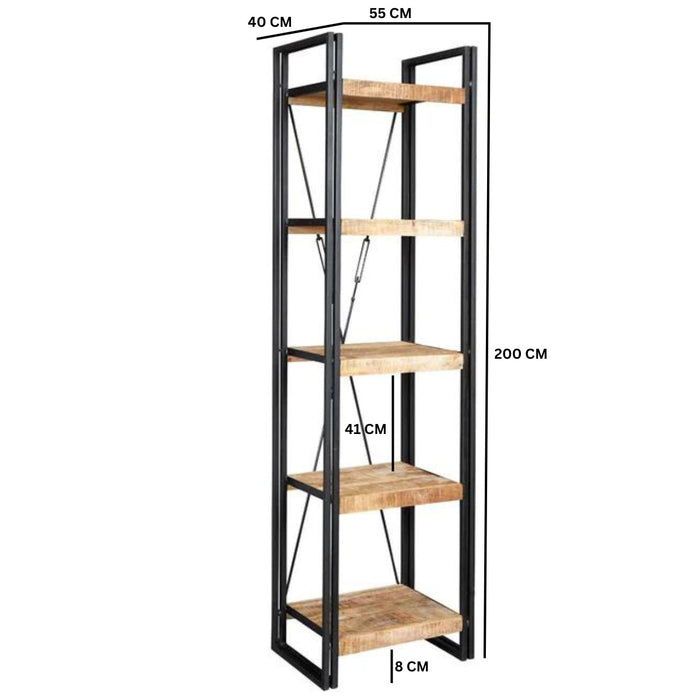 Cosmo Industrial Slim Open Bookcase