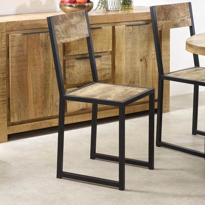 Cosmo Industrial Metal & Wood Dining Chair Sold in Pairs