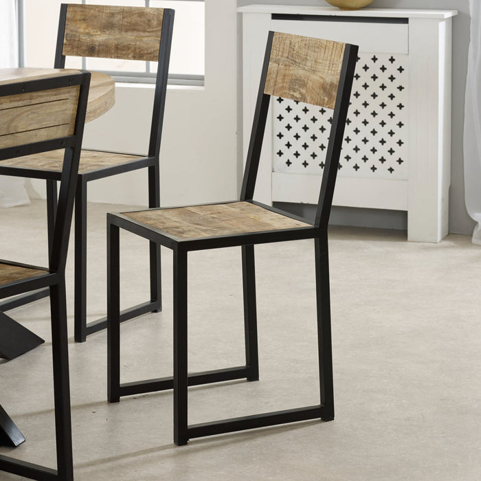 Cosmo Industrial Metal & Wood Dining Chair Sold in Pairs