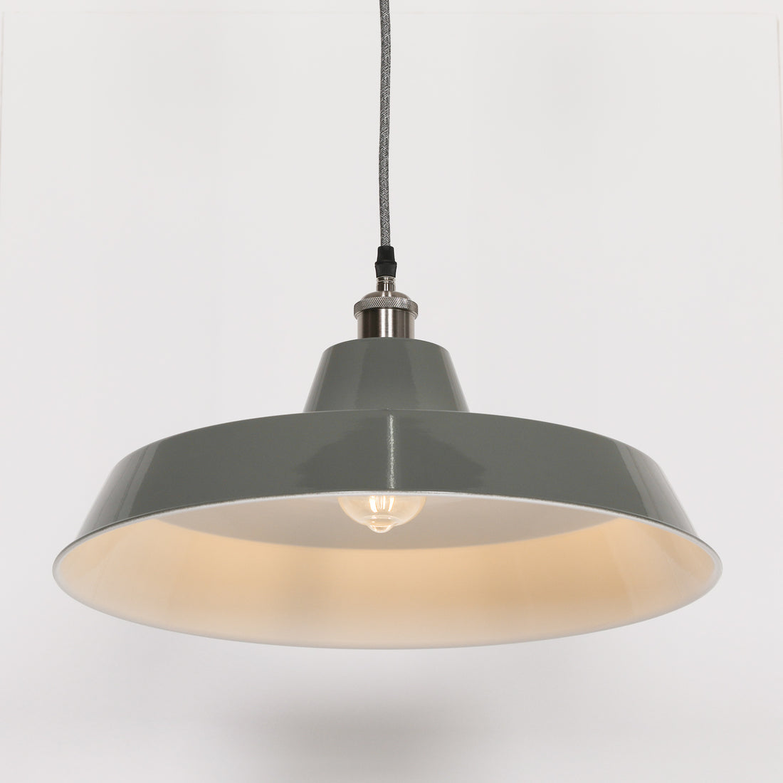 Factory Style Grey Enamel Painted 46cm Pendant Light
