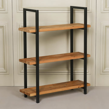 Rustic Wooden Industrial 3 Tier Bookcase Shelving
