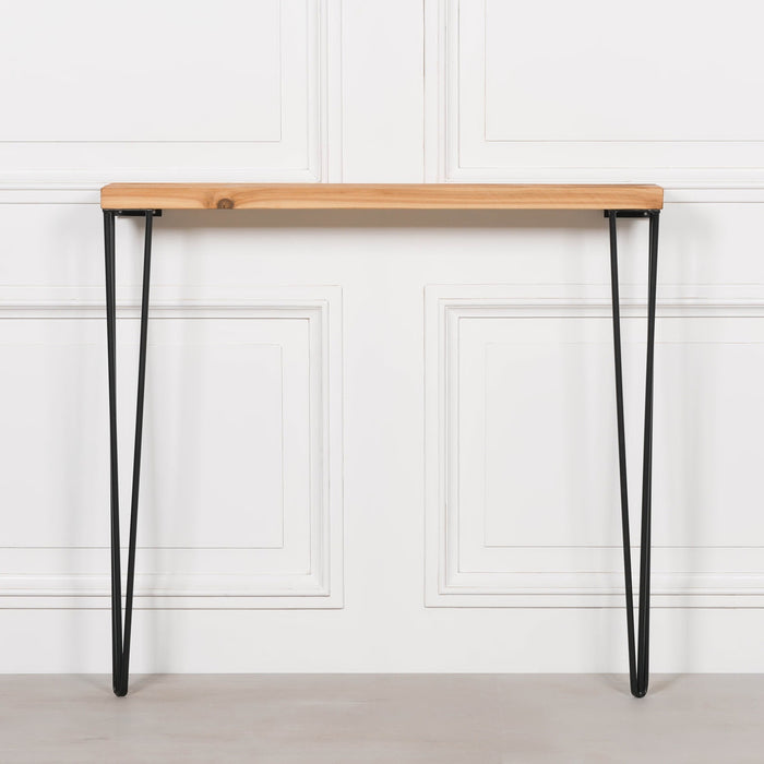 Rustic Wooden Hairpin Hall Table Console 92cm