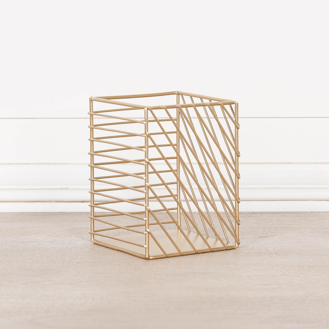 Gold Painted Square Metal Storage Basket