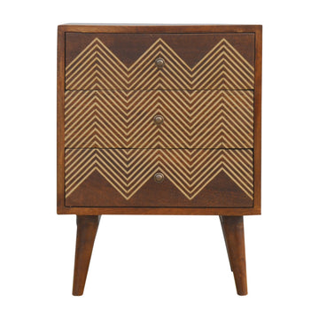 The Chelsea Brass Chevron 3-Drawer Bedside