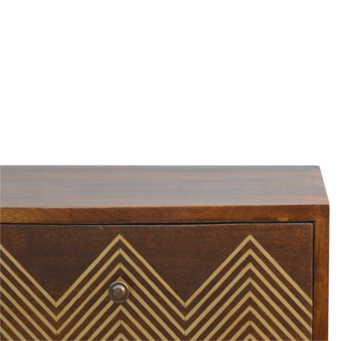 The Chelsea Brass Chevron 3-Drawer Bedside