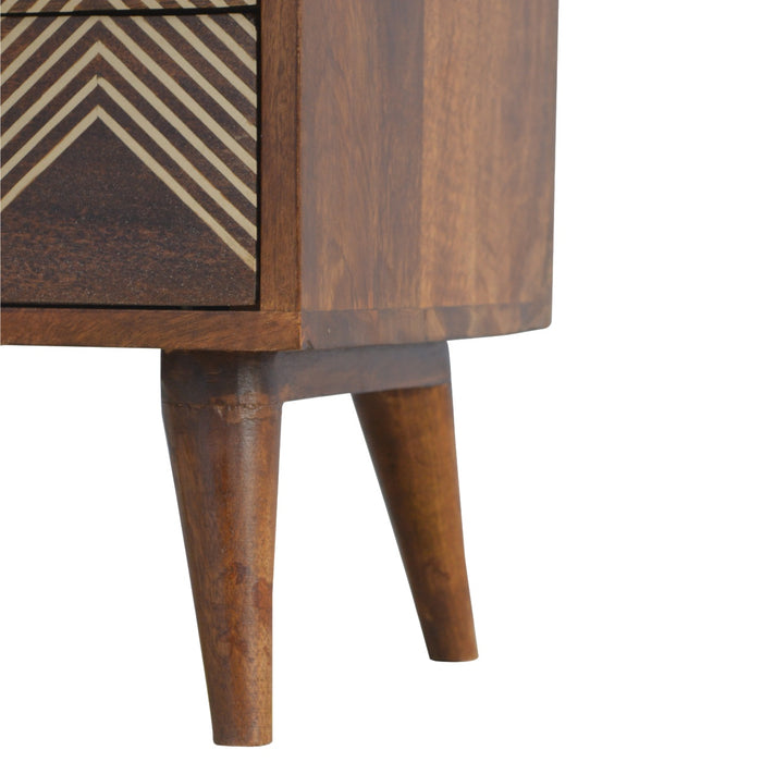 The Chelsea Brass Chevron 3-Drawer Bedside