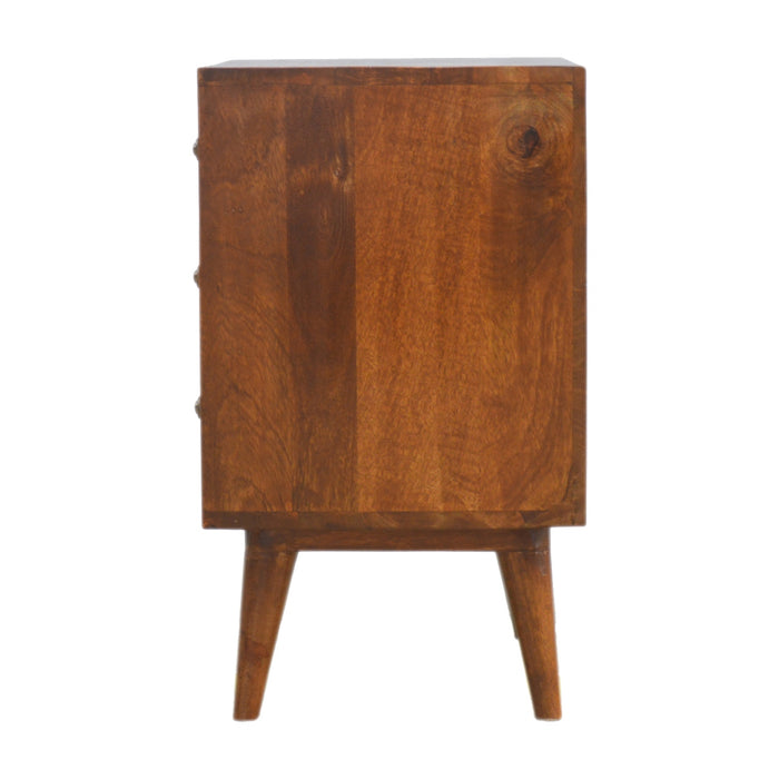 The Chelsea Brass Chevron 3-Drawer Bedside