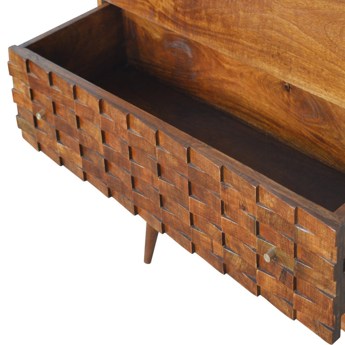 The Tile Carved Chestnut Storage Chest