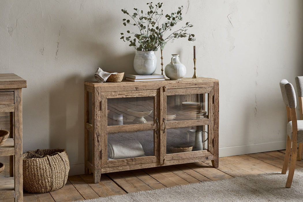 Ibo Reclaimed Wood Glass Sideboard Natural