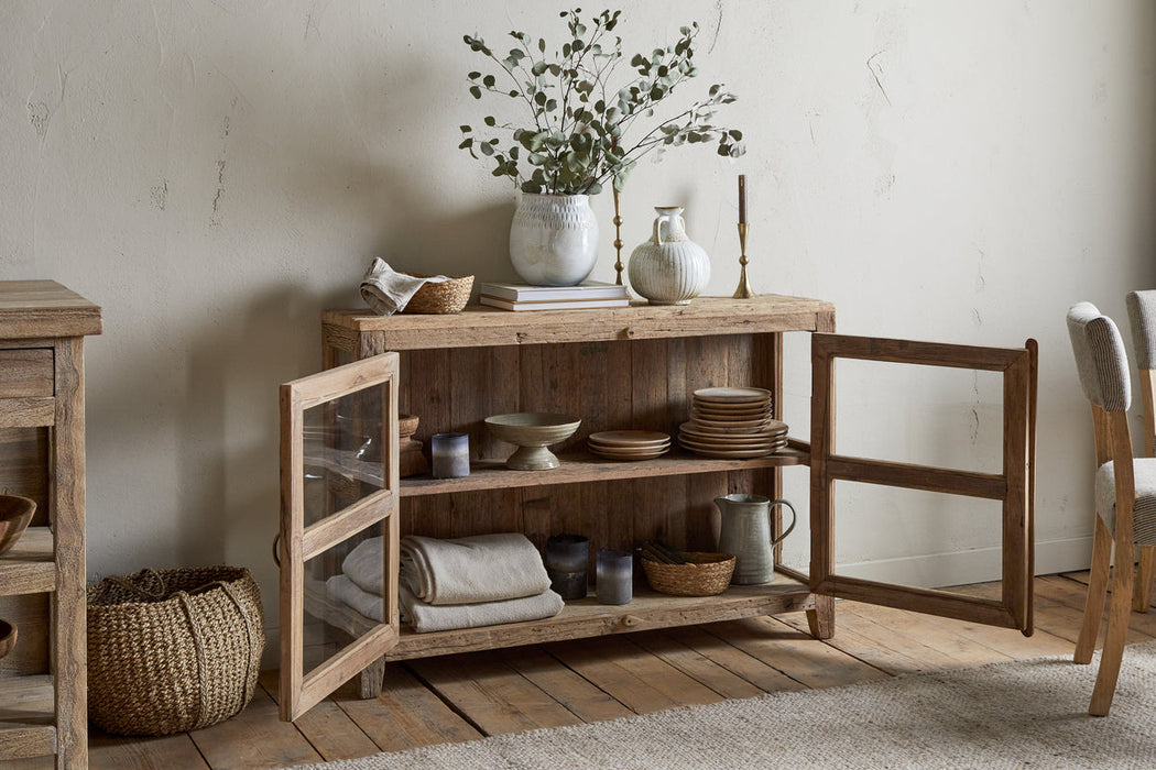 Ibo Reclaimed Wood Glass Sideboard Natural
