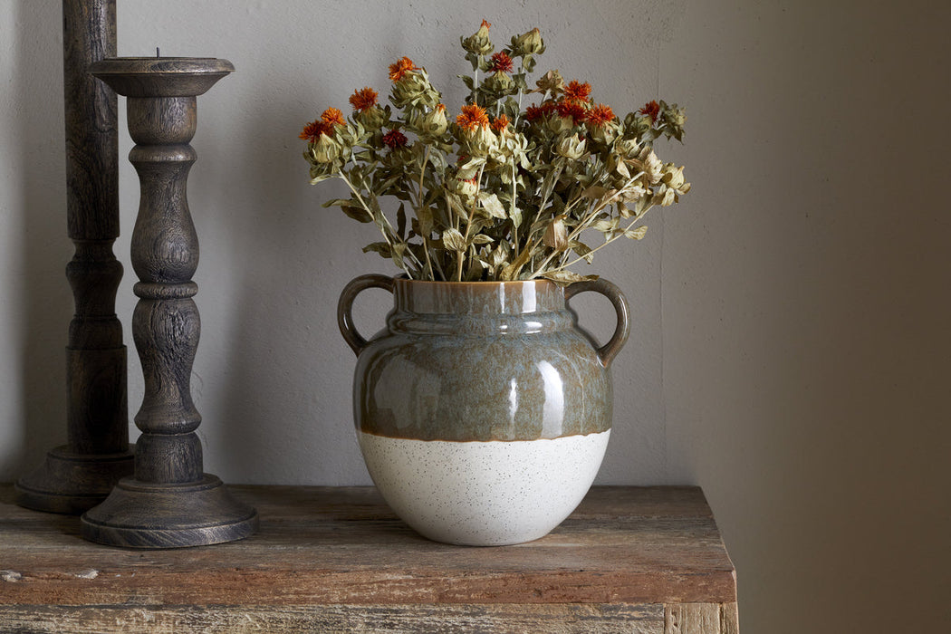 Inha Reactive Glaze Vase Dark Olive Natural