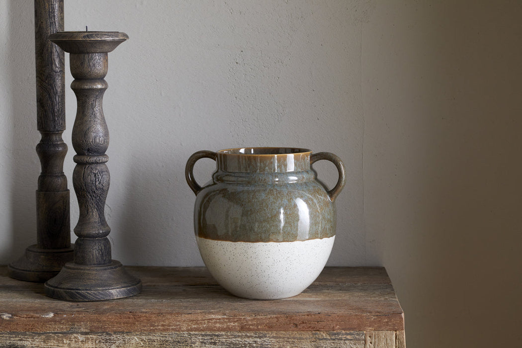 Inha Reactive Glaze Vase Dark Olive Natural
