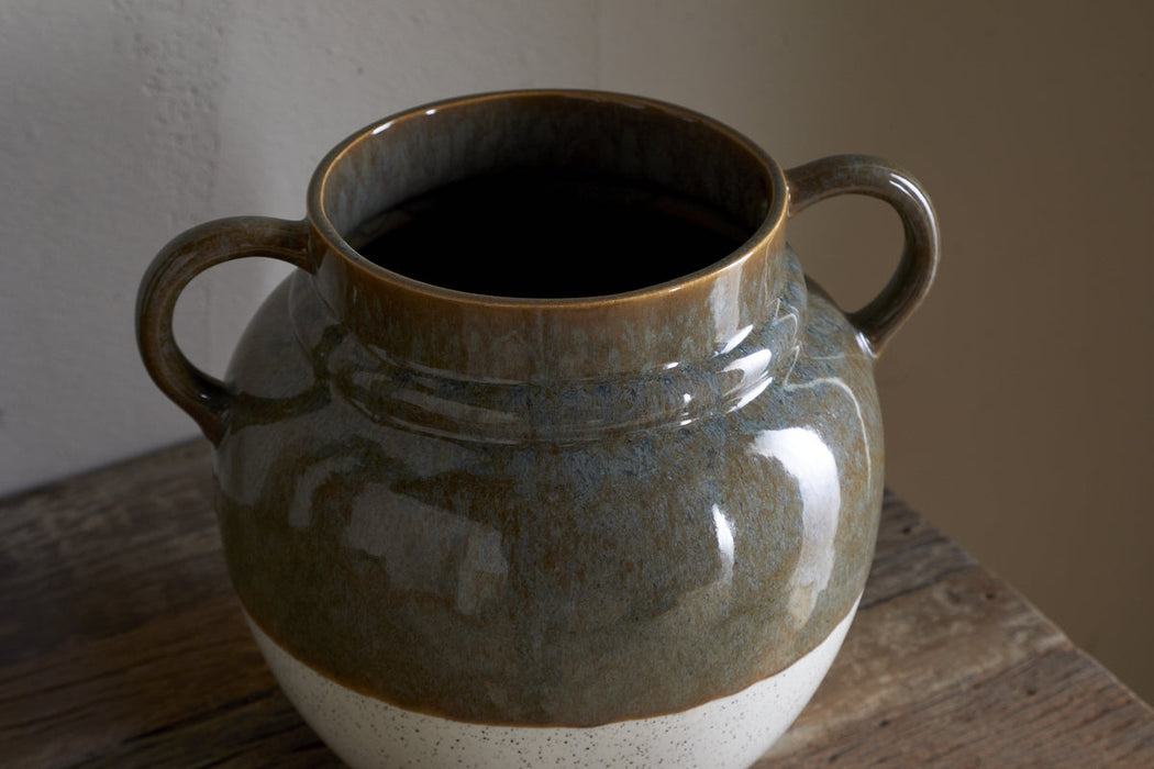 Inha Reactive Glaze Vase Dark Olive Natural