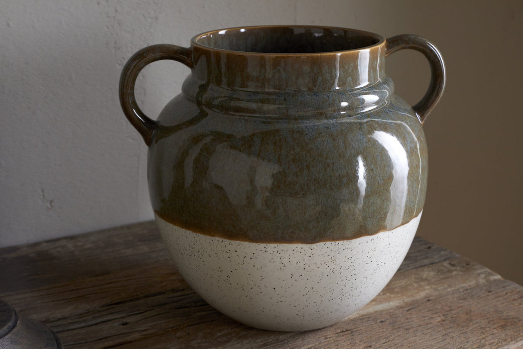 Inha Reactive Glaze Vase Dark Olive Natural