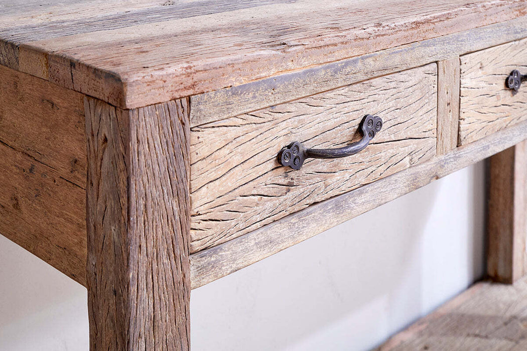 Ibo Reclaimed Wood 3 Drawer Console Table Natural