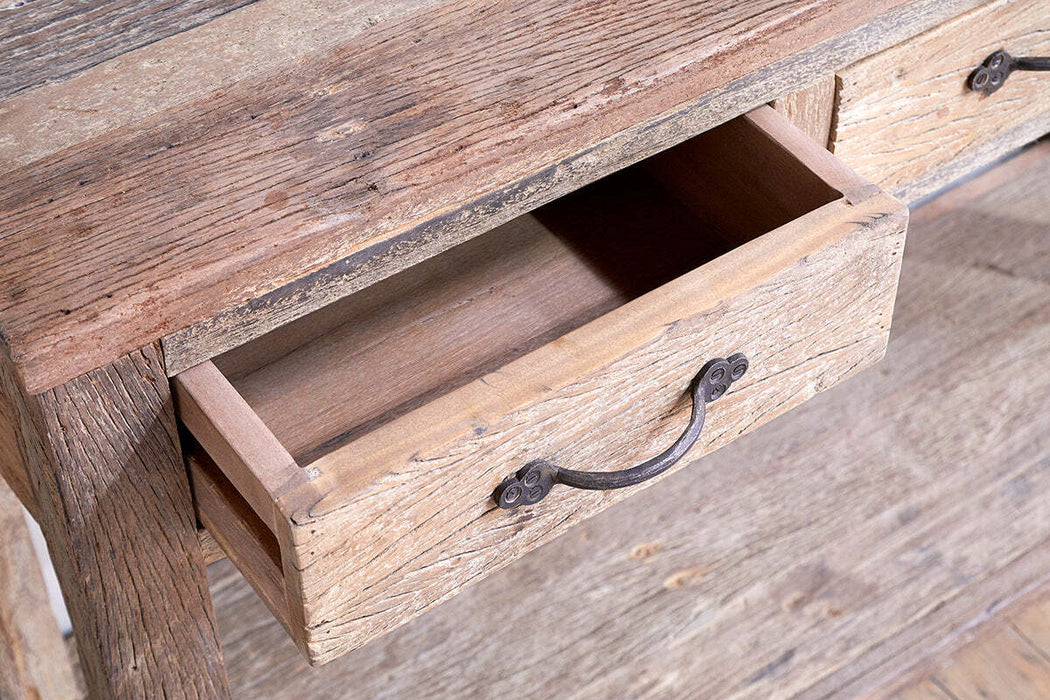 Ibo Reclaimed Wood 3 Drawer Console Table Natural