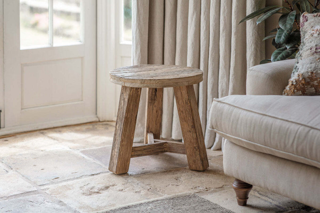 Ibo Reclaimed Wood Round Side Table Natural