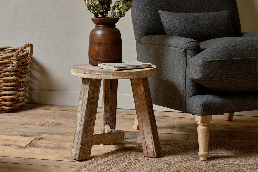 Ibo Reclaimed Wood Round Side Table Natural