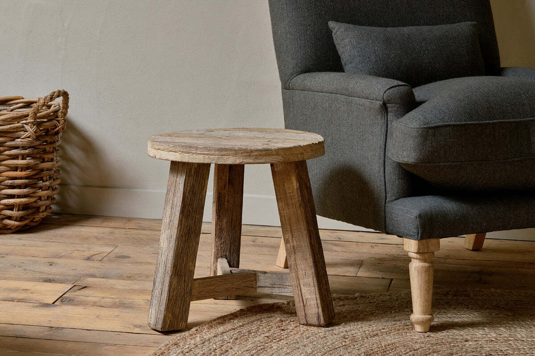 Ibo Reclaimed Wood Round Side Table Natural