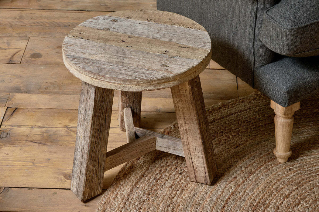 Ibo Reclaimed Wood Round Side Table Natural