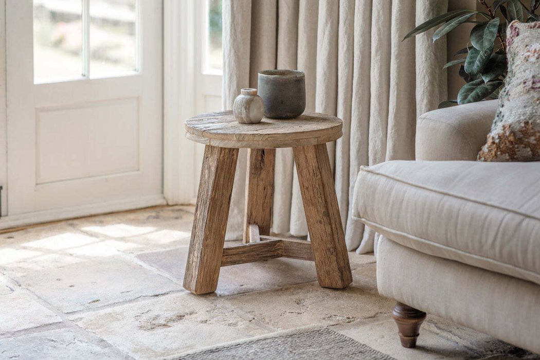 Ibo Reclaimed Wood Round Side Table Natural