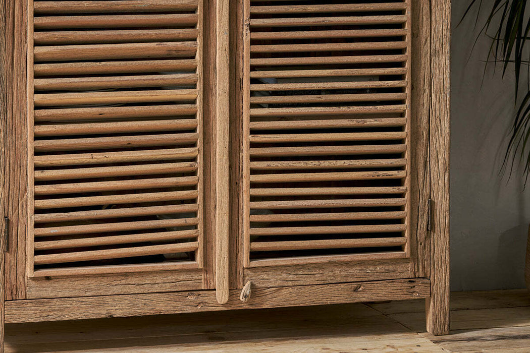 Ibo Reclaimed Wooden Slatted Cabinet Natural Large
