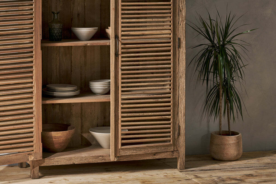 Ibo Reclaimed Wooden Slatted Cabinet Natural Large