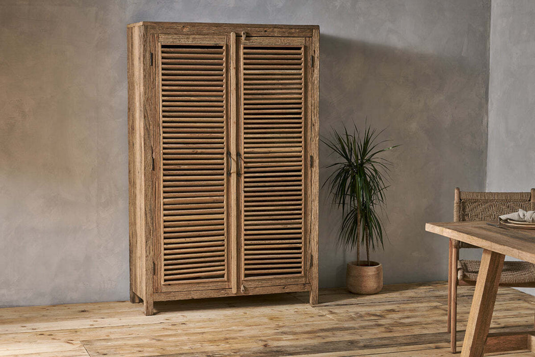 Ibo Reclaimed Wooden Slatted Cabinet Natural Large