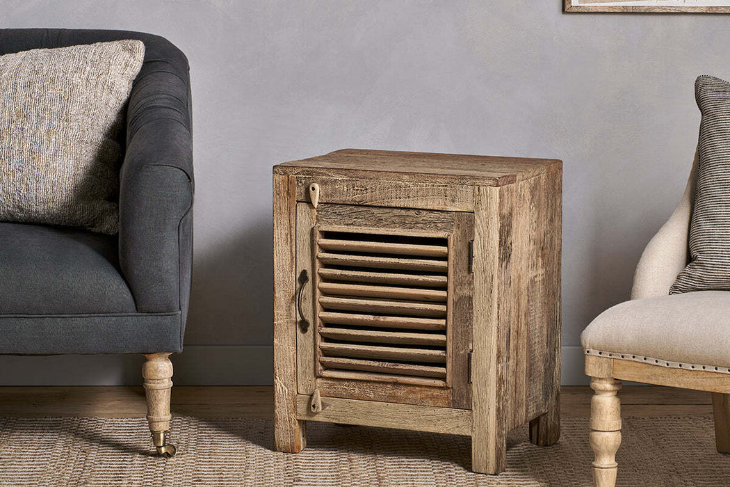 Ibo Reclaimed Wooden Slatted Cabinet Natural Small