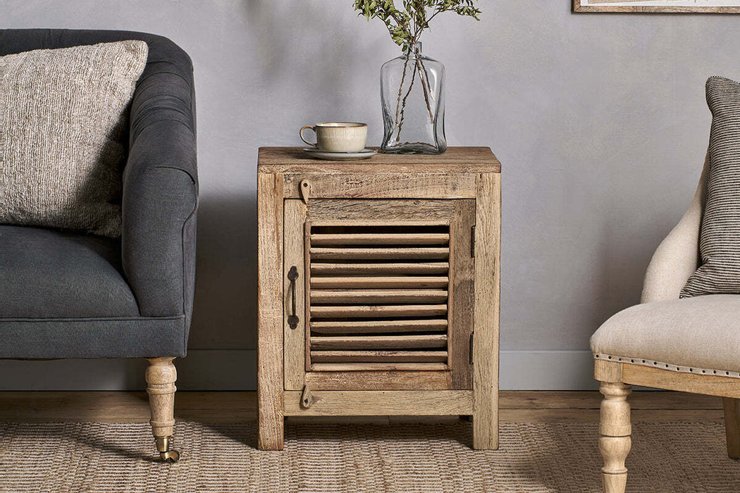 Ibo Reclaimed Wooden Slatted Cabinet Natural Small