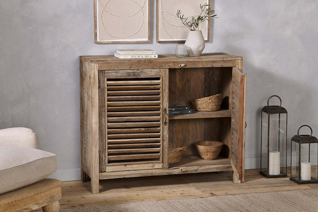 Ibo Reclaimed Wooden Slatted Sideboard Natural