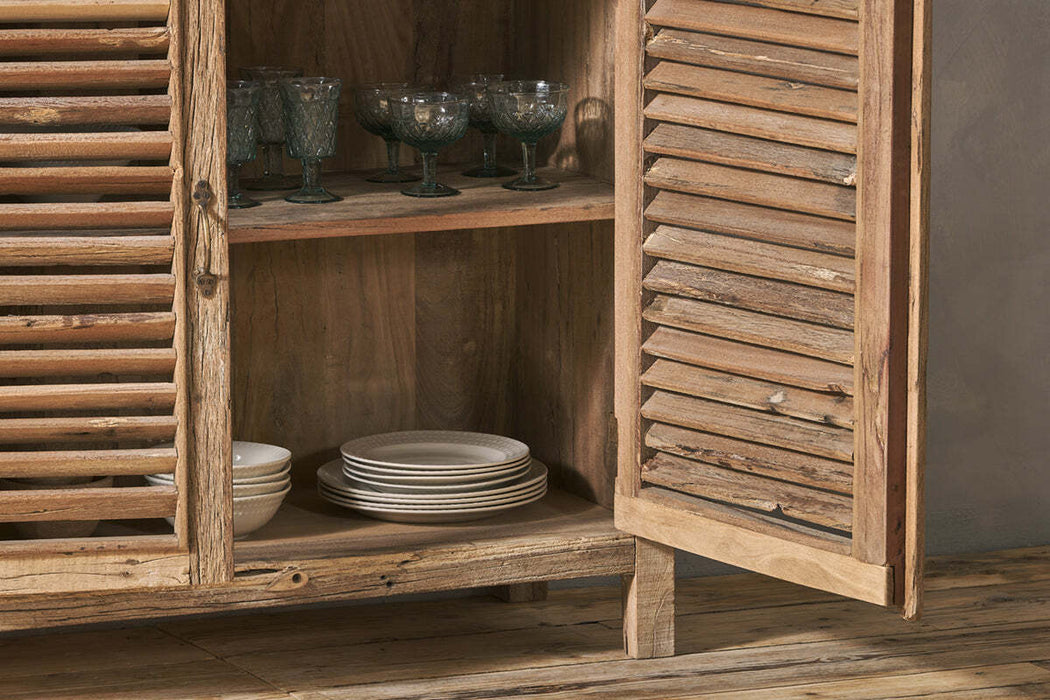Ibo Reclaimed Wooden Slatted Sideboard Natural