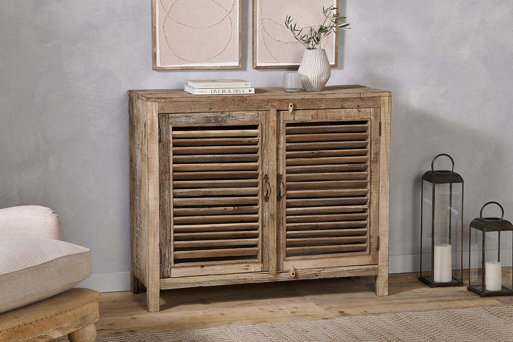 Ibo Reclaimed Wooden Slatted Sideboard Natural