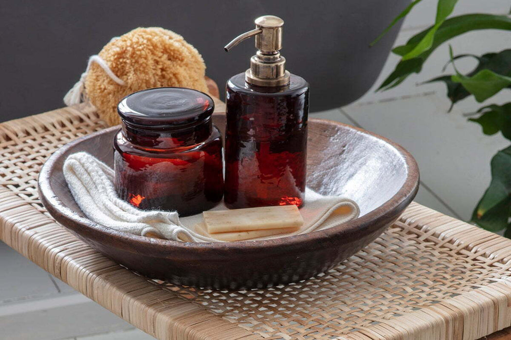 Ilcoso Recycled Hammered Glass Soap Dispenser Amber