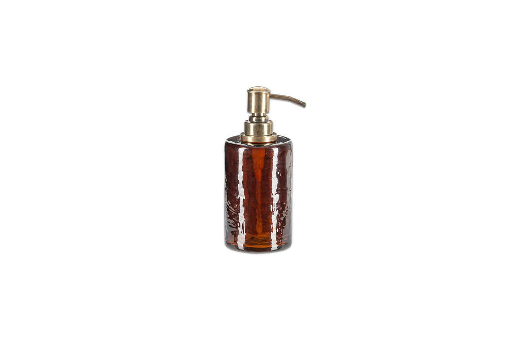 Ilcoso Recycled Hammered Glass Soap Dispenser Amber