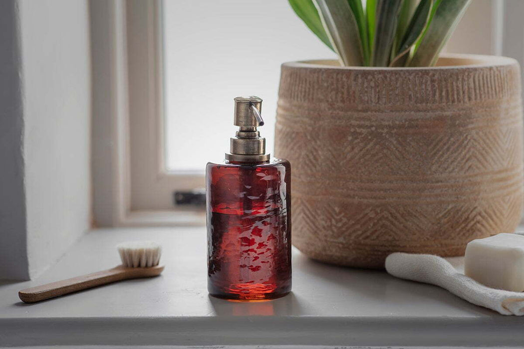 Ilcoso Recycled Hammered Glass Soap Dispenser Amber