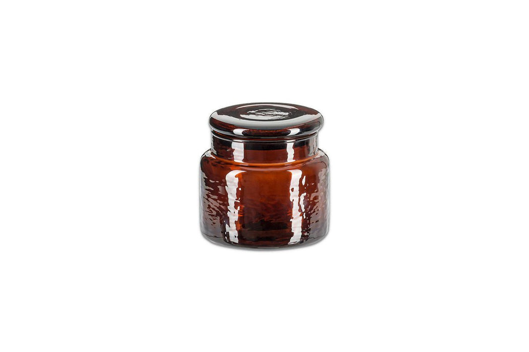 Ilcoso Recycled Hammered Glass Storage Pot Amber