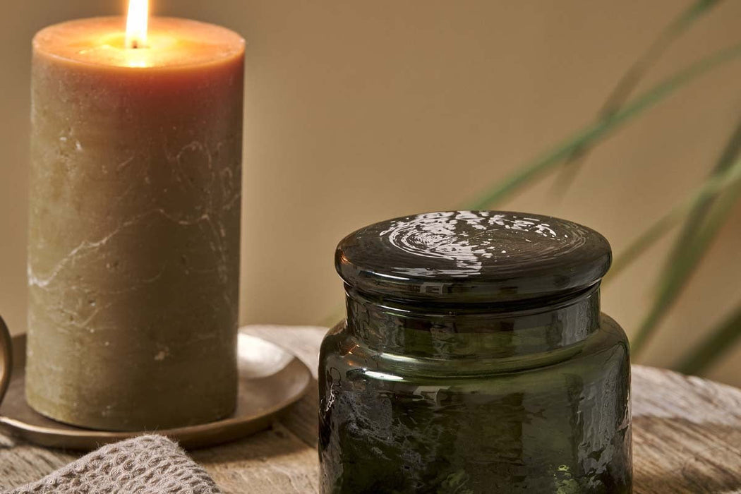 Ilcoso Recycled Hammered Glass Storage Pot Green