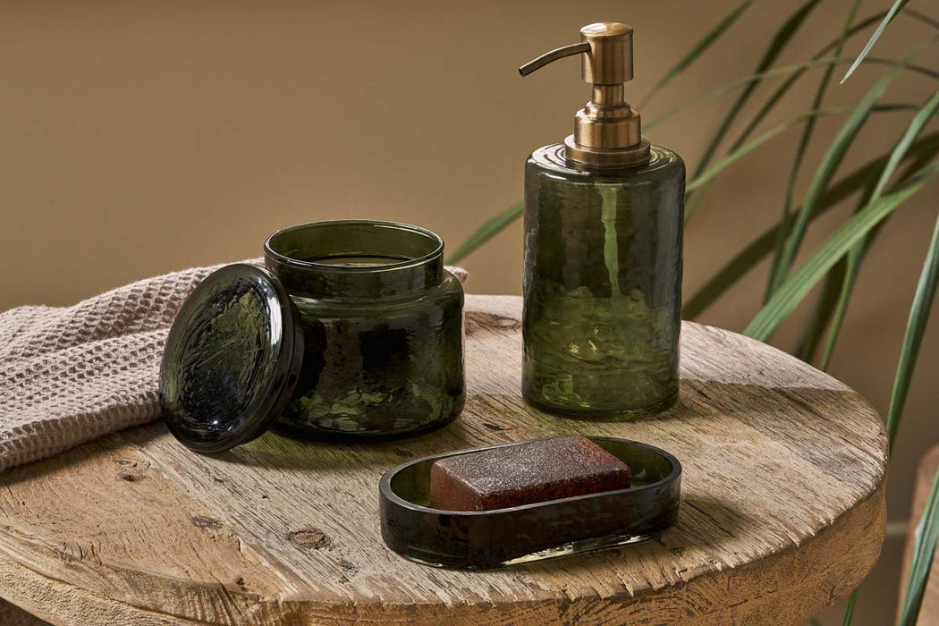 Ilcoso Recycled Hammered Glass Storage Pot Green