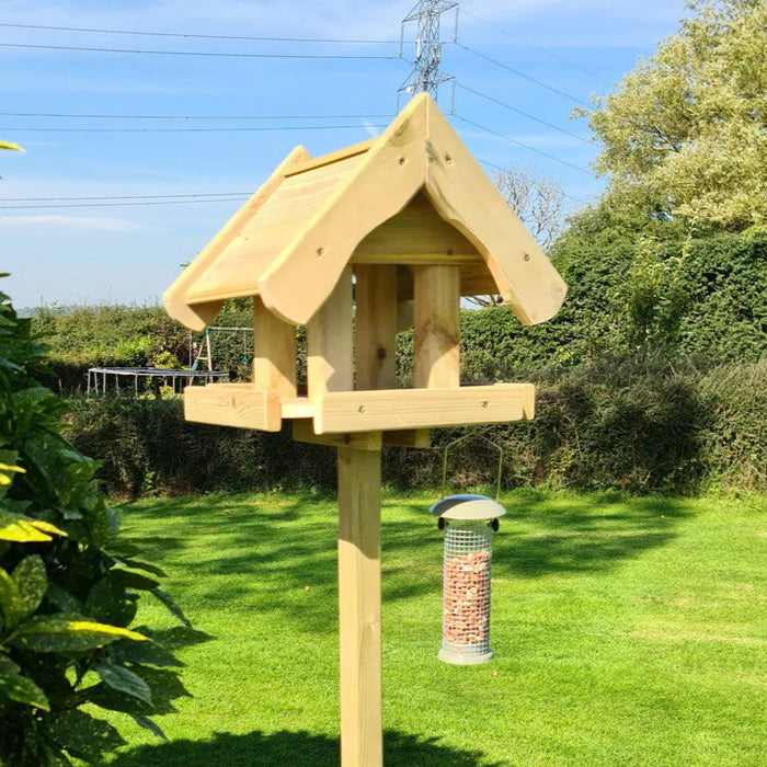 Handmade Wooden Bird Table Redwood Garden Bird Feeder