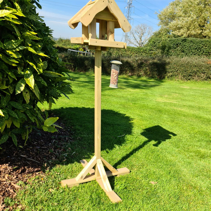 Handmade Wooden Bird Table Redwood Garden Bird Feeder