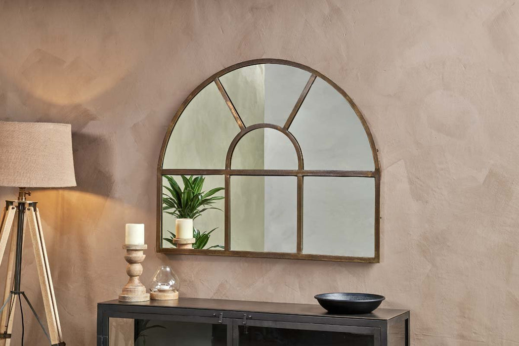 Imoma Iron Overmantel Arch Mirror Brass