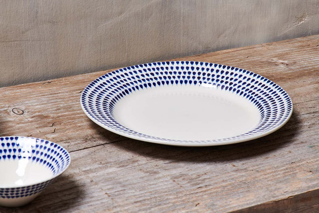 Indigo Drop Dinner Plate Cream Indigo
