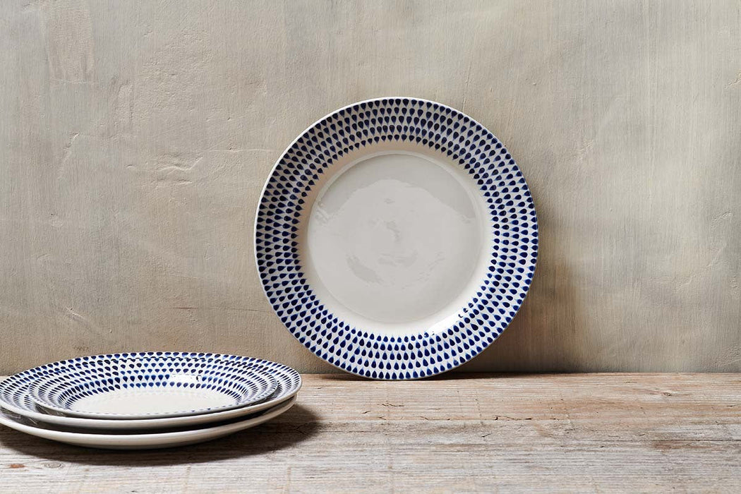 Indigo Drop Dinner Plate Cream Indigo