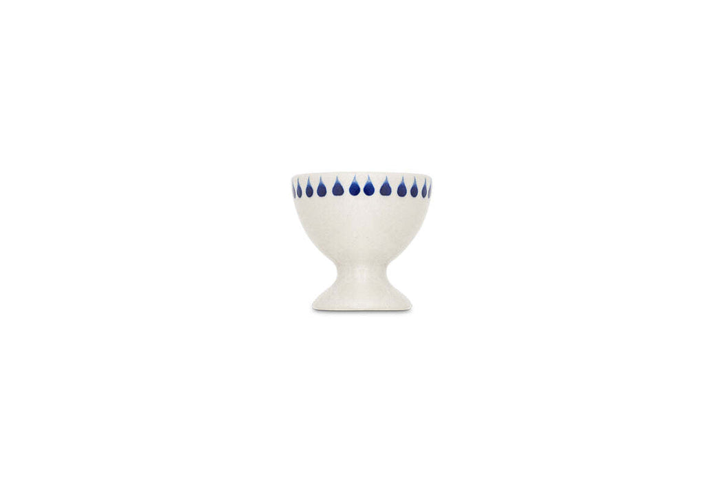 Indigo Drop Egg Cups Cream Indigo Set Of 2