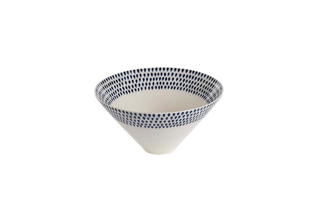 Indigo Drop Serving Bowl Cream Indigo Large