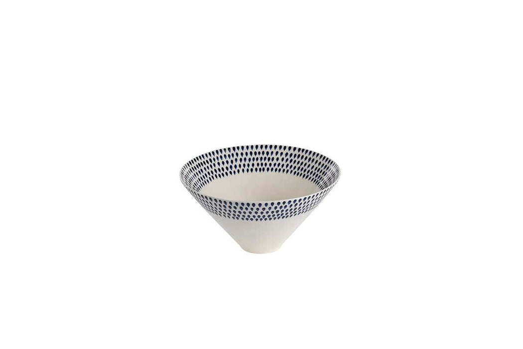Indigo Drop Serving Bowl Cream Indigo Medium
