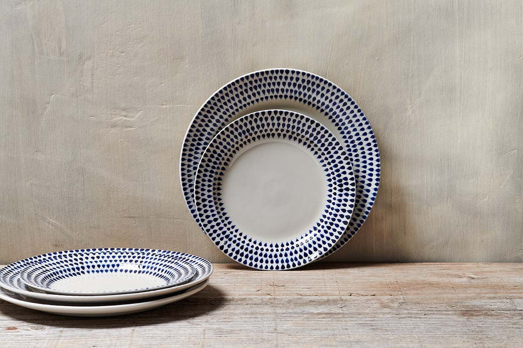 Indigo Drop Side Plate Cream Indigo